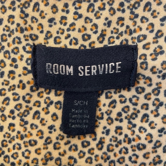 Room Service Leopard Pajama Top | Green & White Striped | Size S - Picture 5 of 5